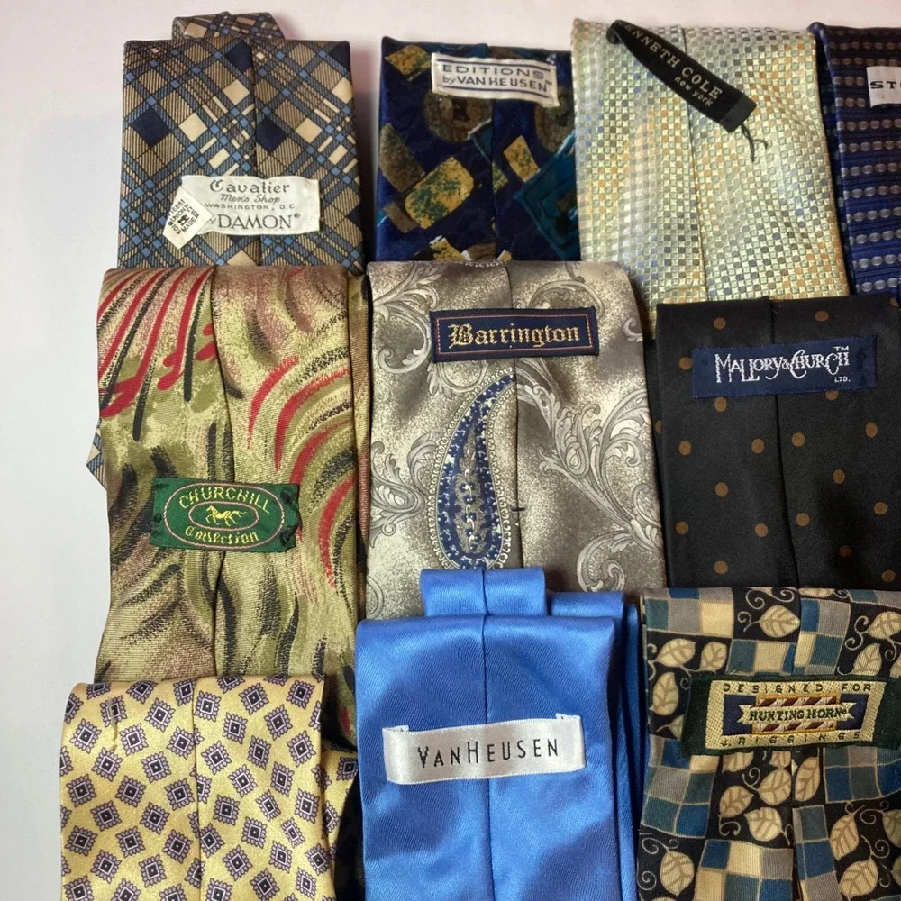 Vintage & Modern Men's Tie Lot (12) Mixed Brands‎ Patterns — Van Heusen and More